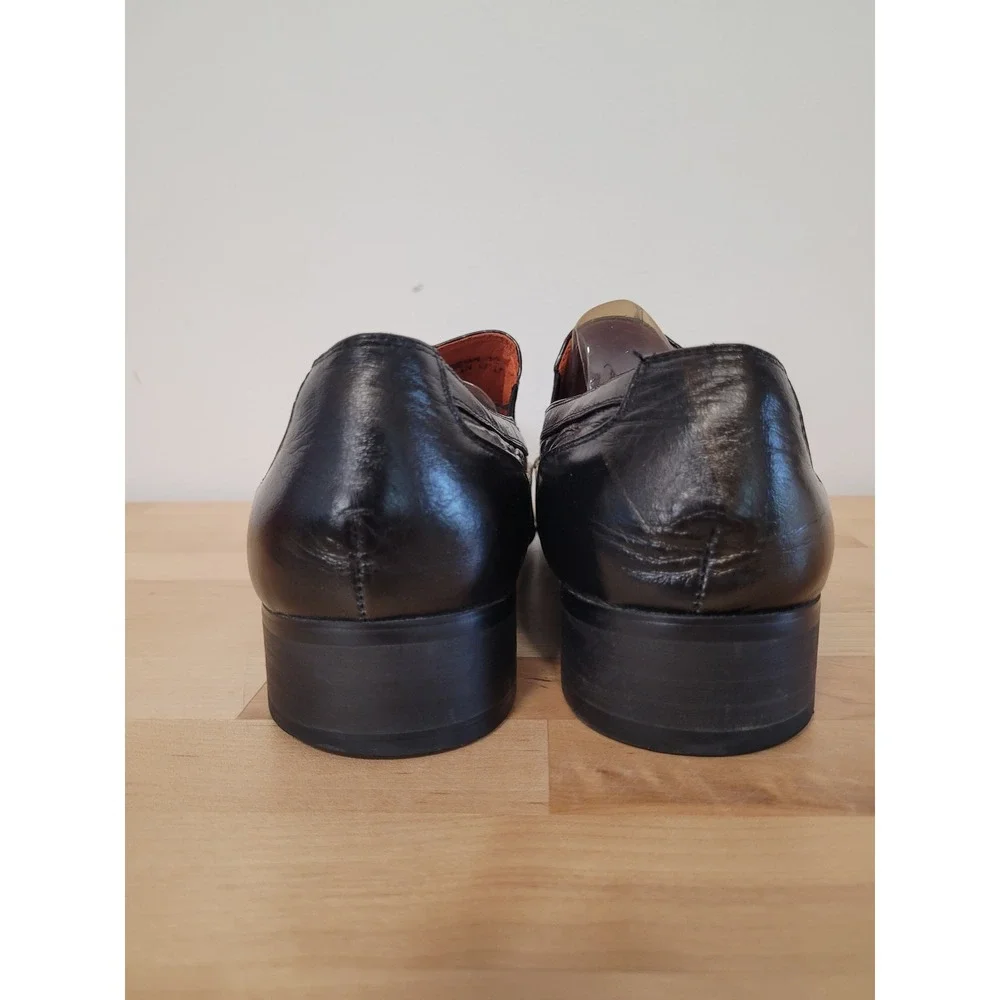 Robert Wayne Jordan Loafers Mens Size 12 Black Silver Chevron Whipstitch Shoes